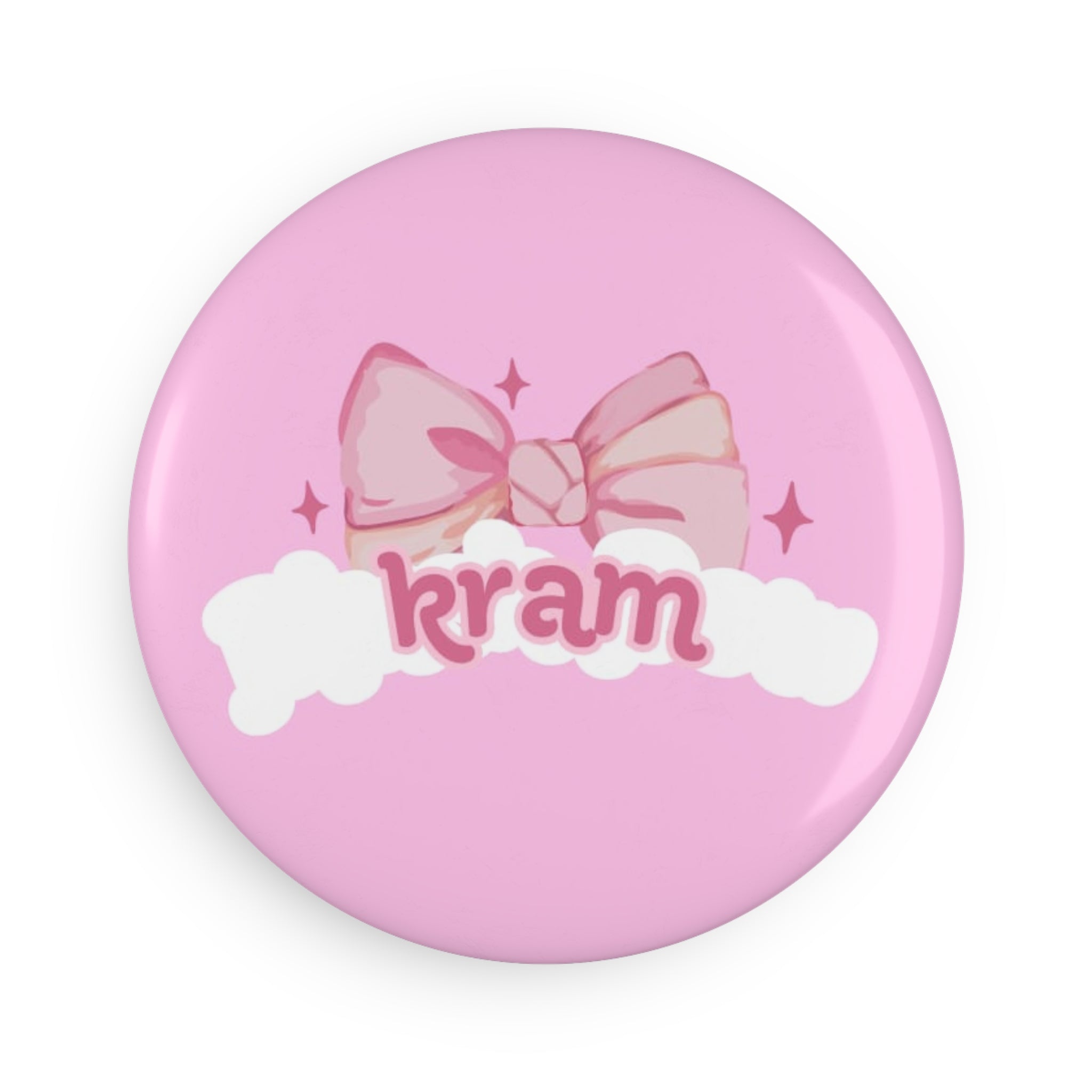 Pink Bow 'Kram' Round Magnet — Cute Kawaii Refrigerator Button Magnet