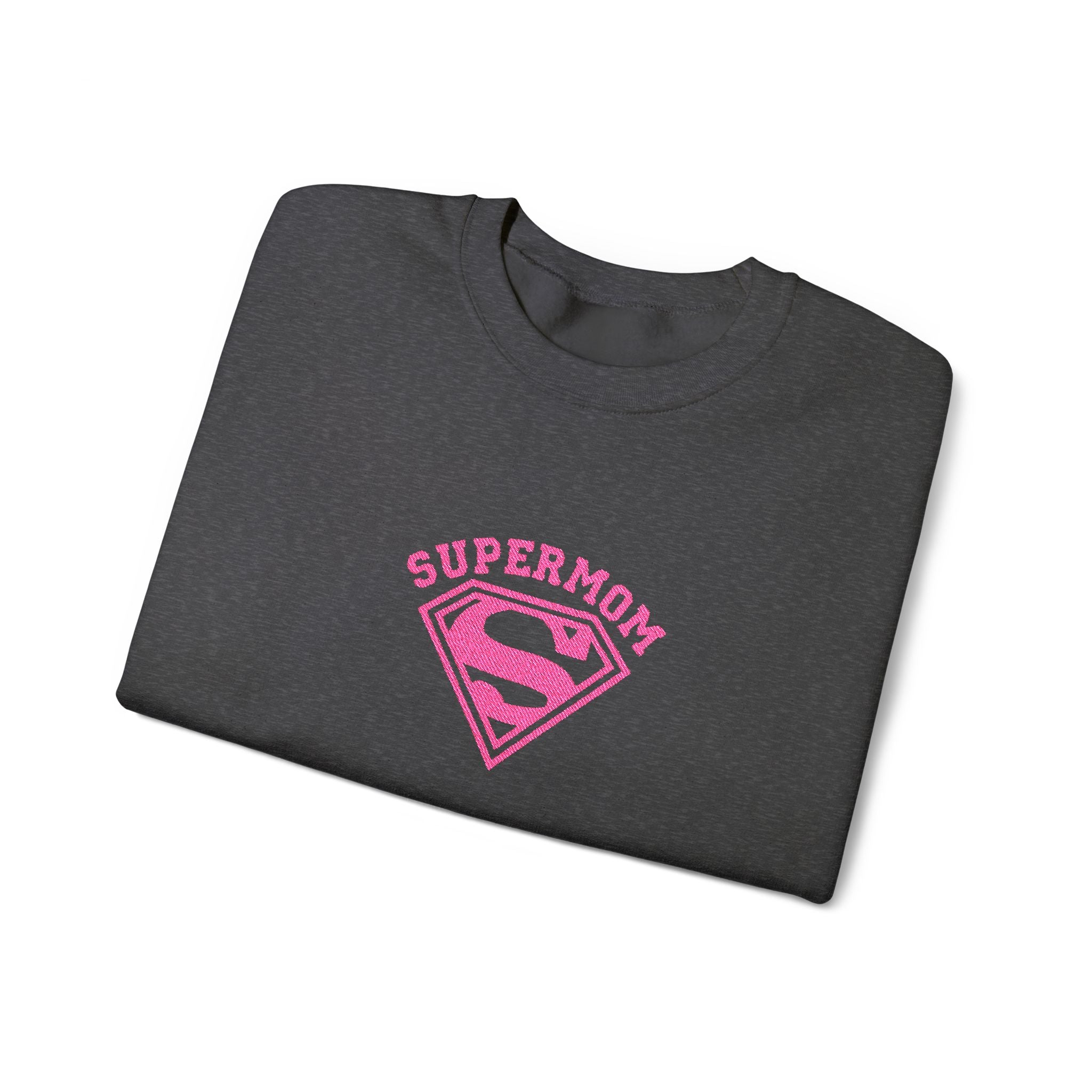 Supermom Crewneck Sweatshirt — Pink Superhero Mom Pullover for Mother's Day