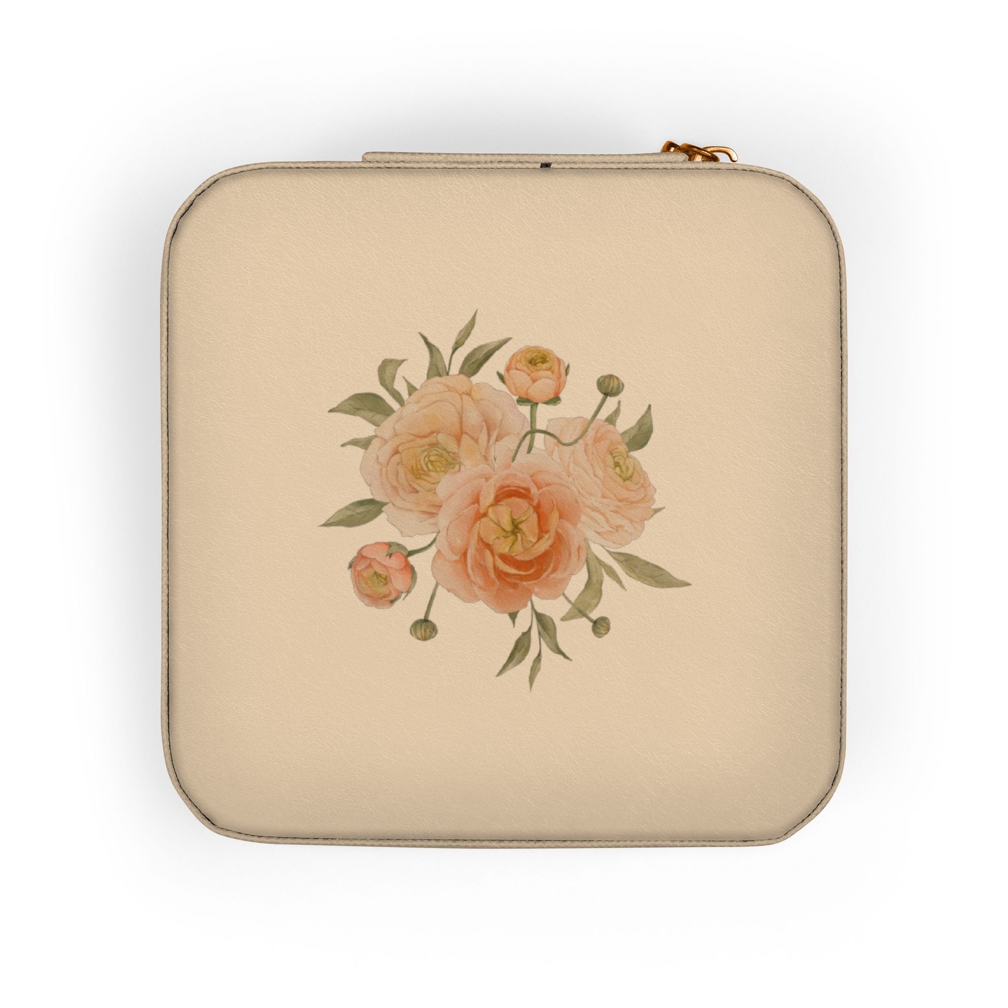 Floral Travel Jewelry Case — Compact Pink Organizer for Rings, Earrings & Necklaces