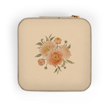 Floral Travel Jewelry Case — Compact Pink Organizer for Rings, Earrings & Necklaces