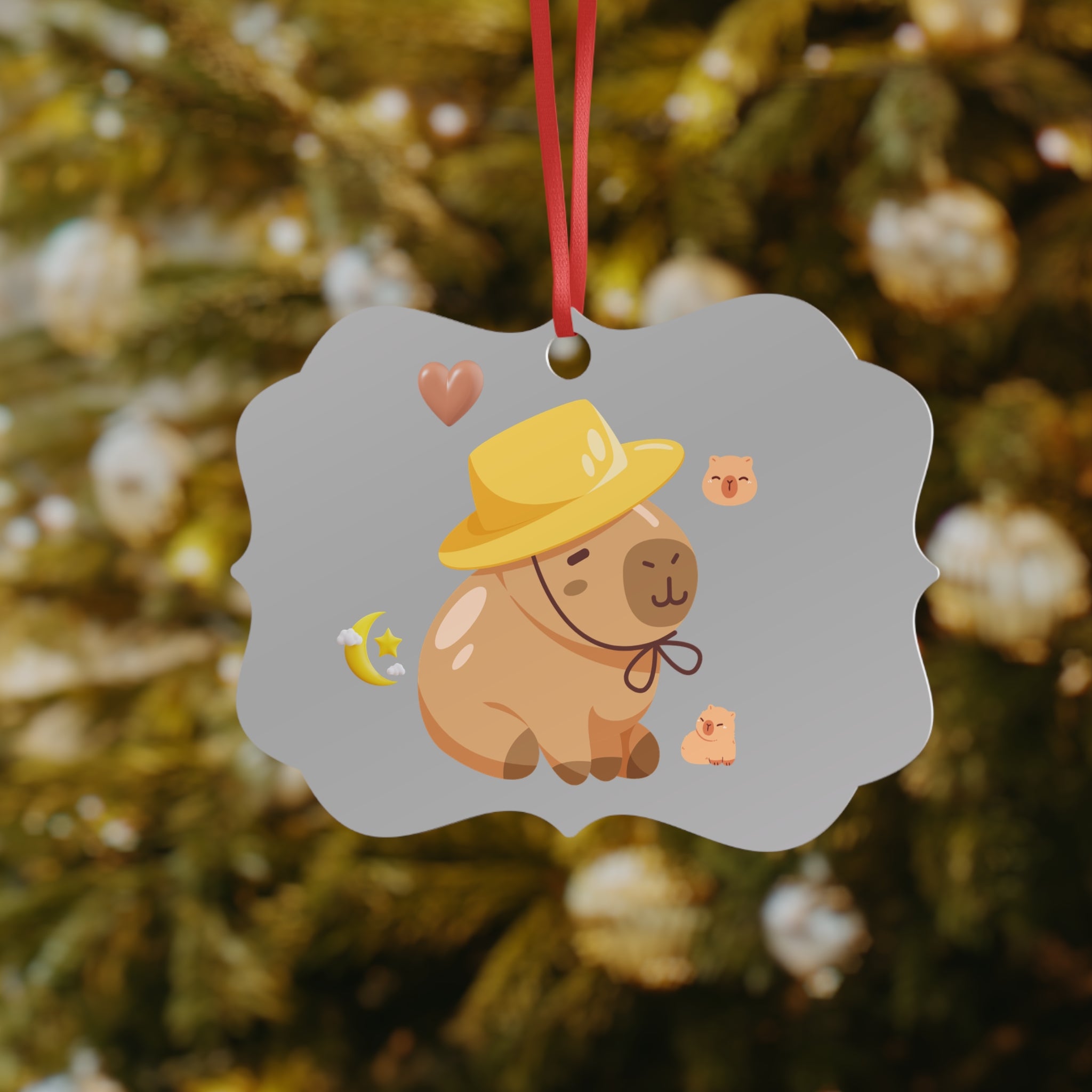 Cute Capybara Ornament — Aluminum Holiday Tree Decoration (1pc)