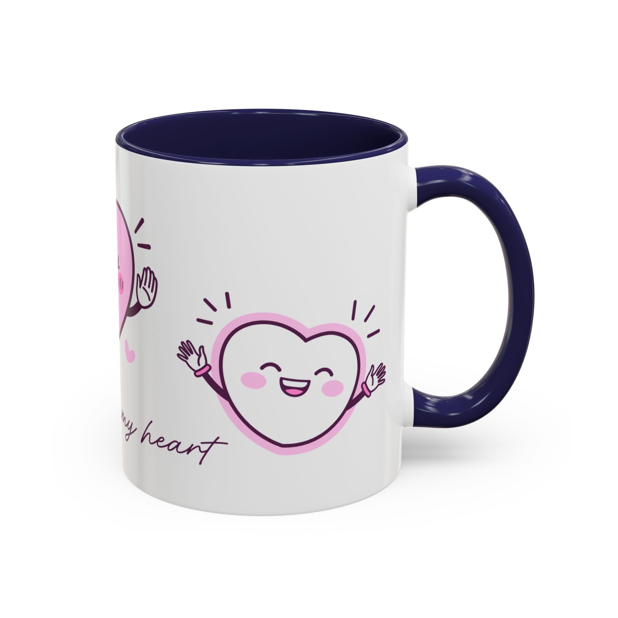 You Warm My Heart Accent Coffee Mug — Cute Pink Heart Valentine Gift (11/15oz)