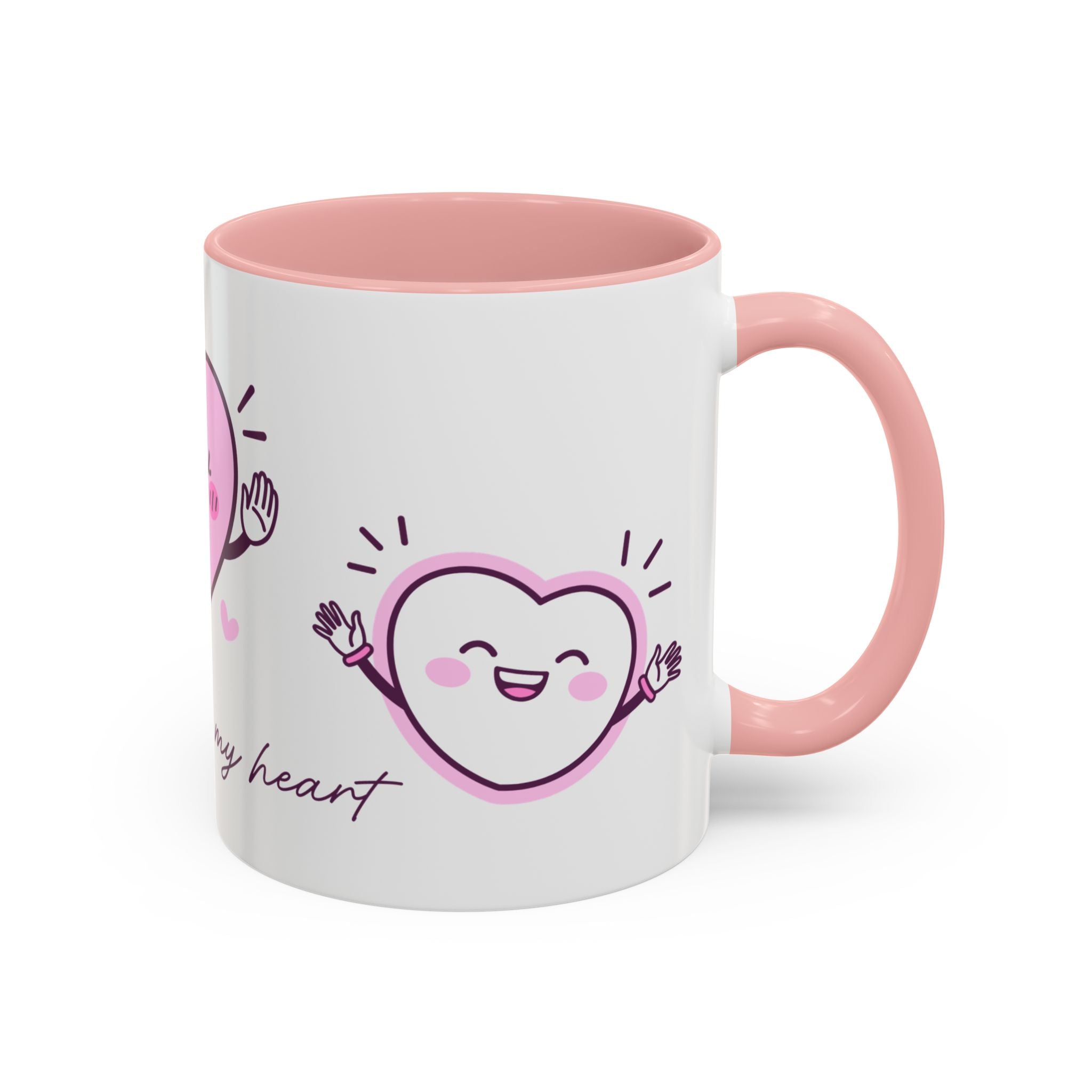 You Warm My Heart Accent Coffee Mug — Cute Pink Heart Valentine Gift (11/15oz)