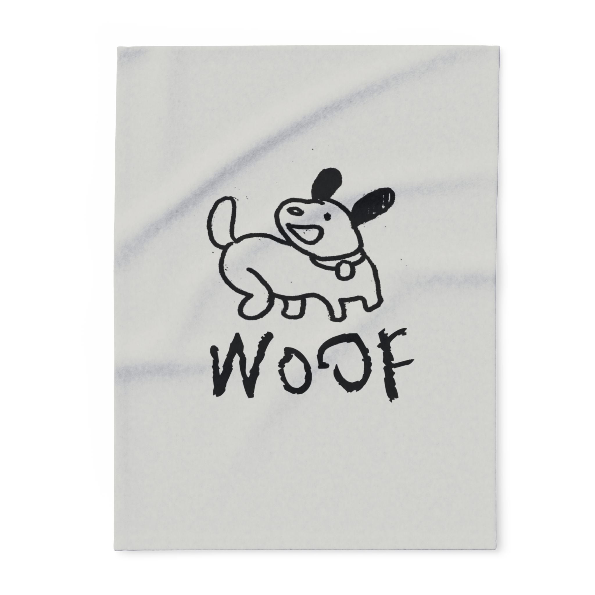 Arctic Fleece Blanket — Cute Hand-Drawn Dog “WOOF” Cozy Throw