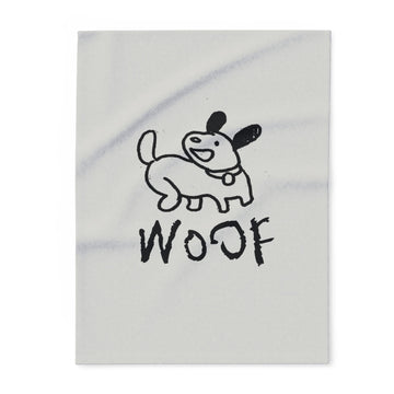 Arctic Fleece Blanket — Cute Hand-Drawn Dog “WOOF” Cozy Throw
