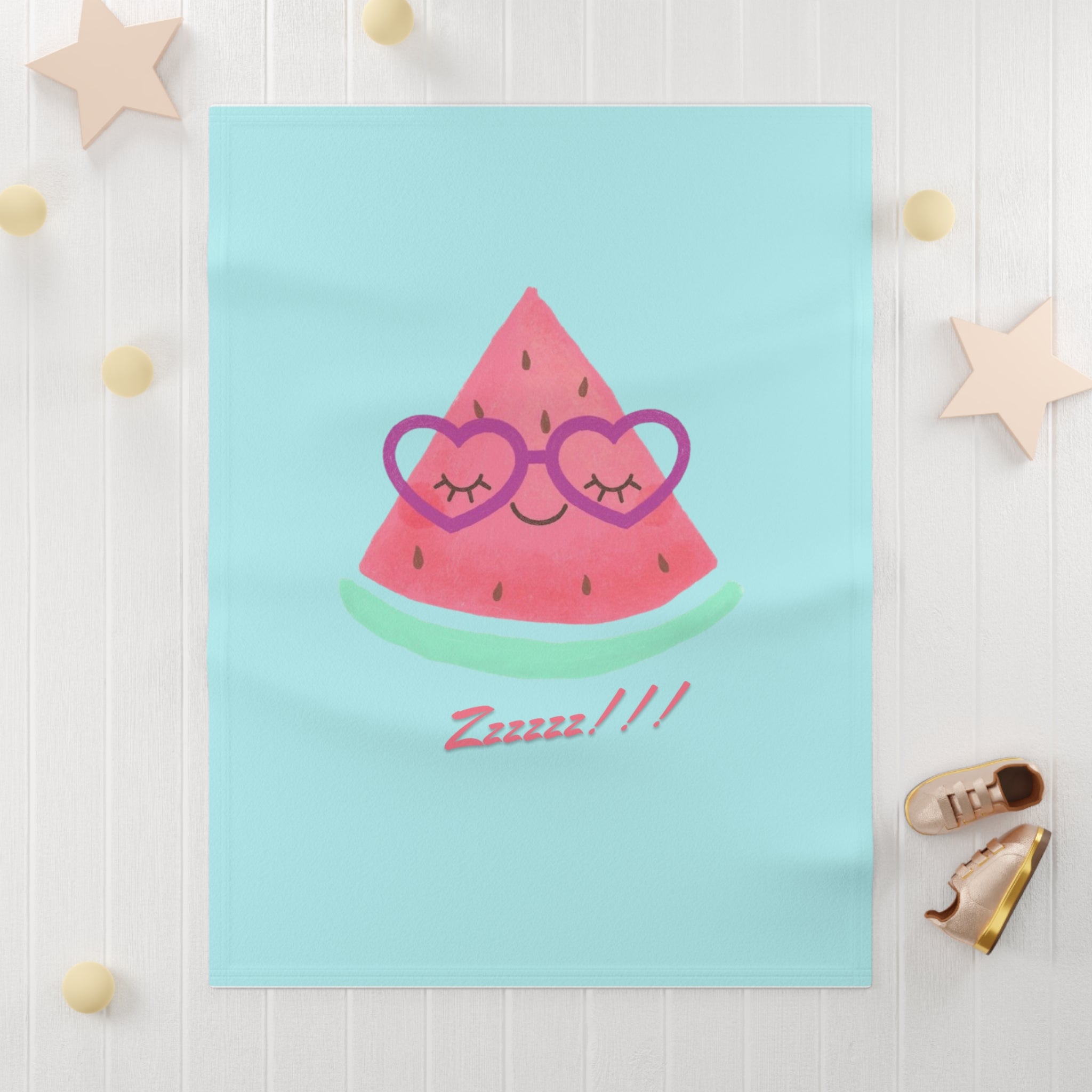 Cute Watermelon Baby Blanket — Soft Fleece 'Zzz' Sleepy Slice