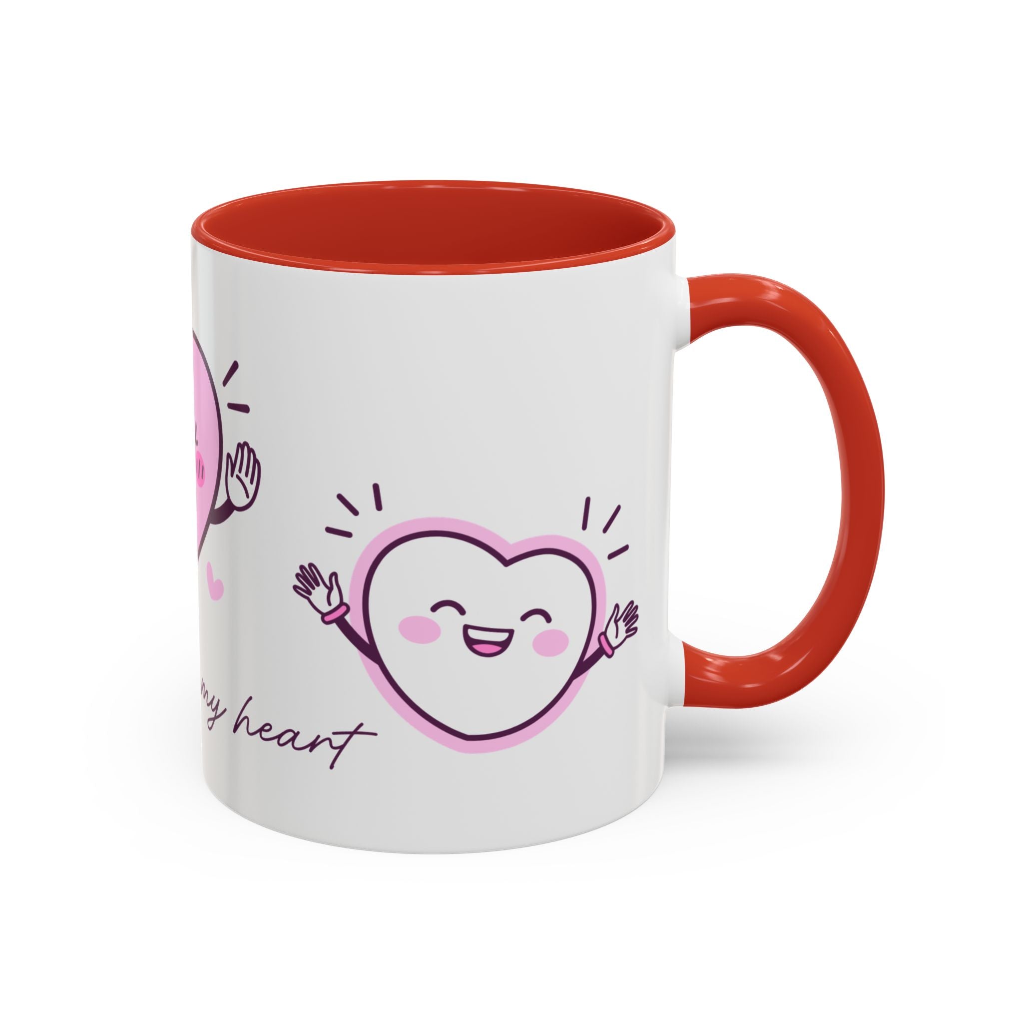 You Warm My Heart Accent Coffee Mug — Cute Pink Heart Valentine Gift (11/15oz)