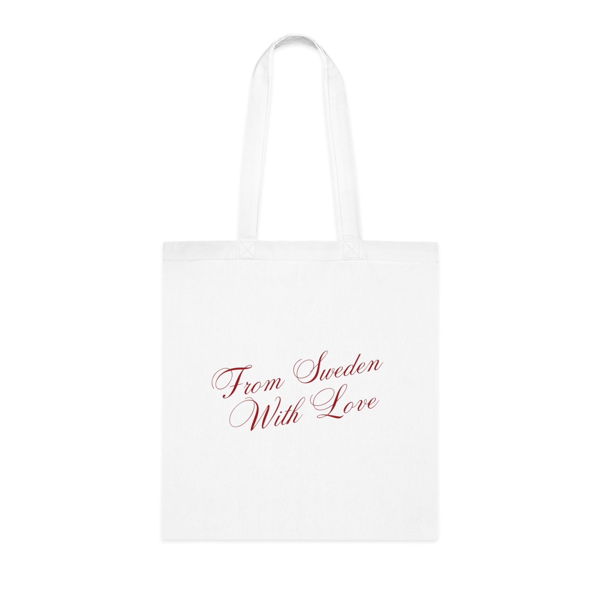 From Sweden With Love Cotton Tote — Elegant Script Swedish Souvenir Bag