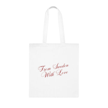 From Sweden With Love Cotton Tote — Elegant Script Swedish Souvenir Bag