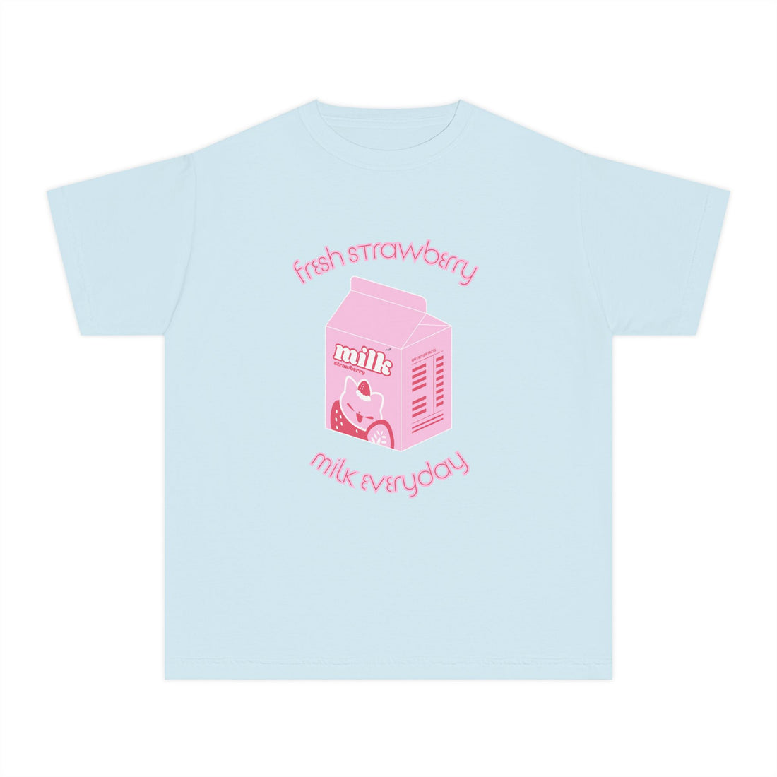 Cute Pink Strawberry Milk Carton Graphic (“Fresh Strawberry, Milk Everyday”)