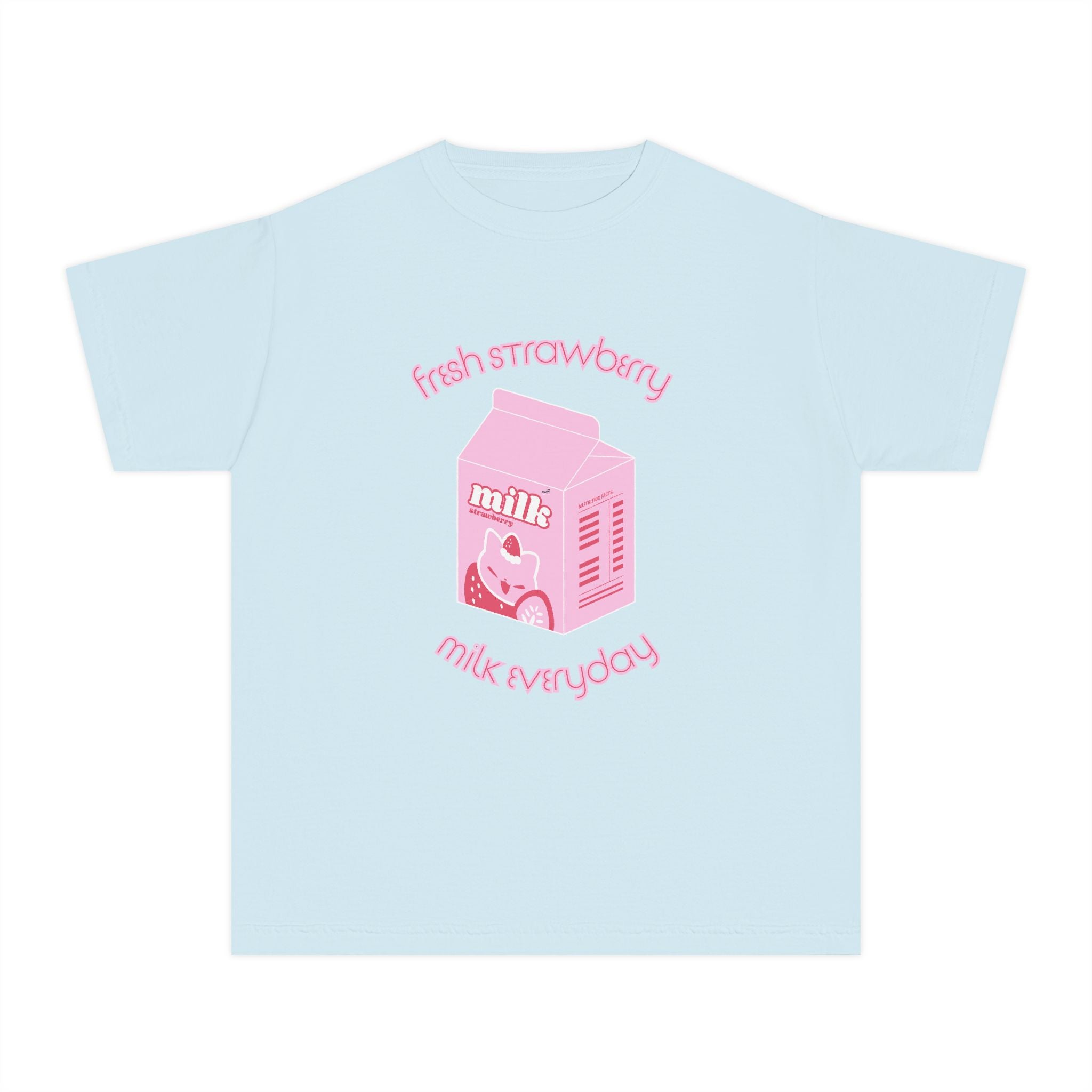 Cute Pink Strawberry Milk Carton Graphic (“Fresh Strawberry, Milk Everyday”)