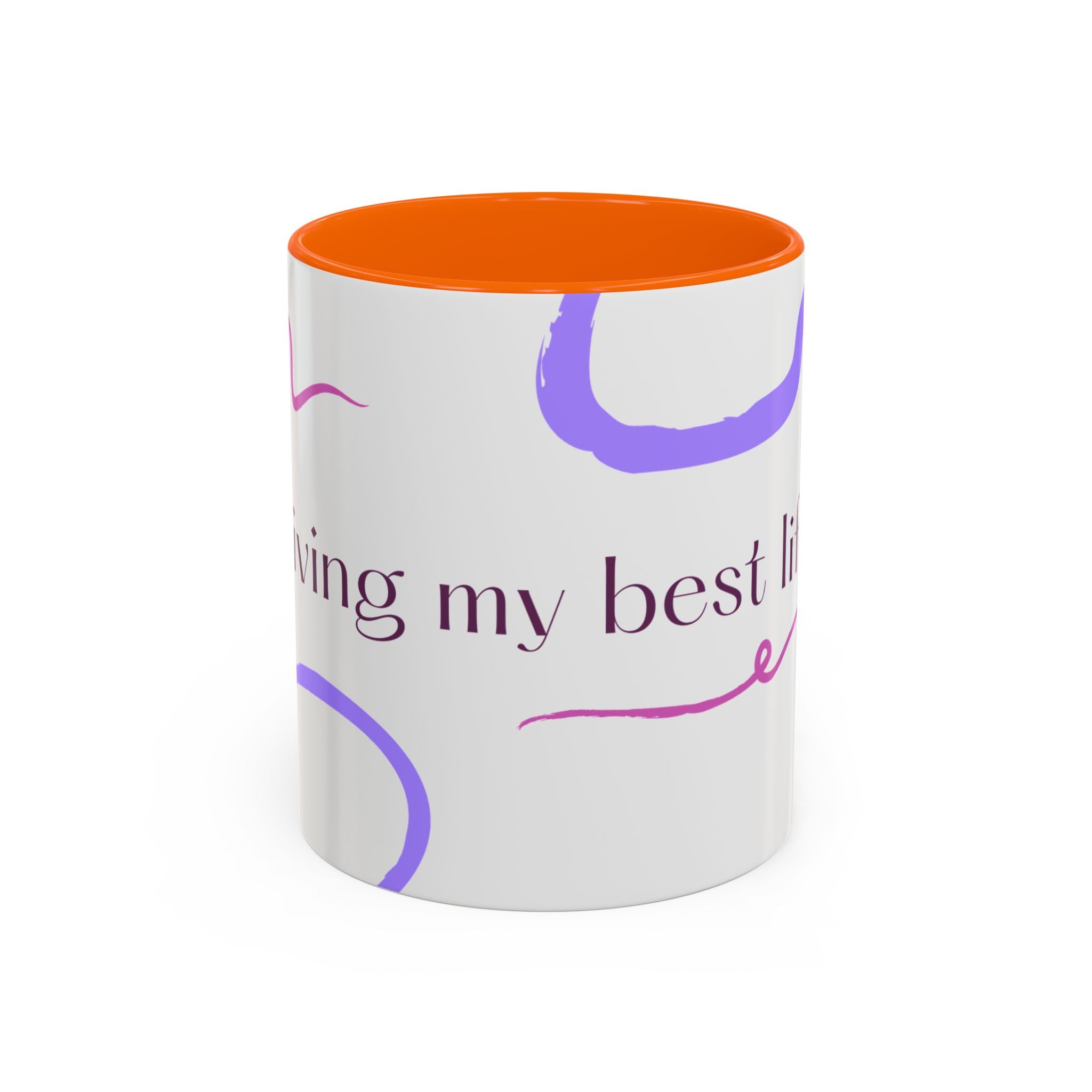 Accent Coffee Mug — 'Living My Best Life' Inspirational Ceramic Mug