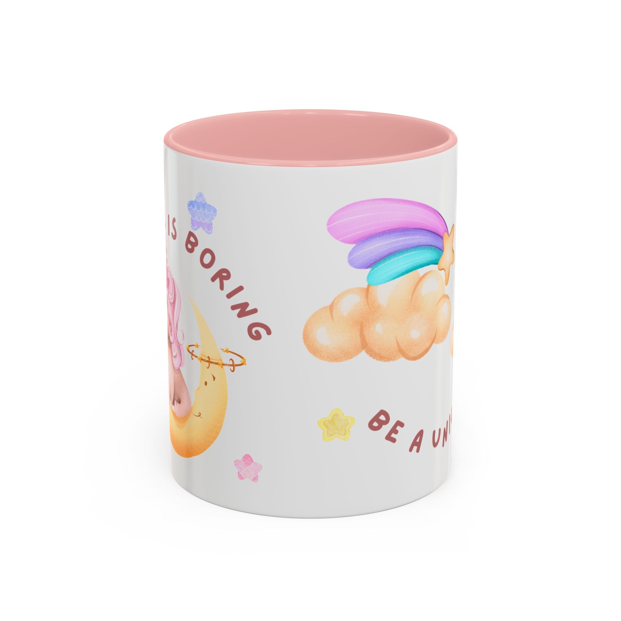 Unicorn Coffee Mug — "Be a Unicorn" Cute Rainbow Cloud Accent Mug