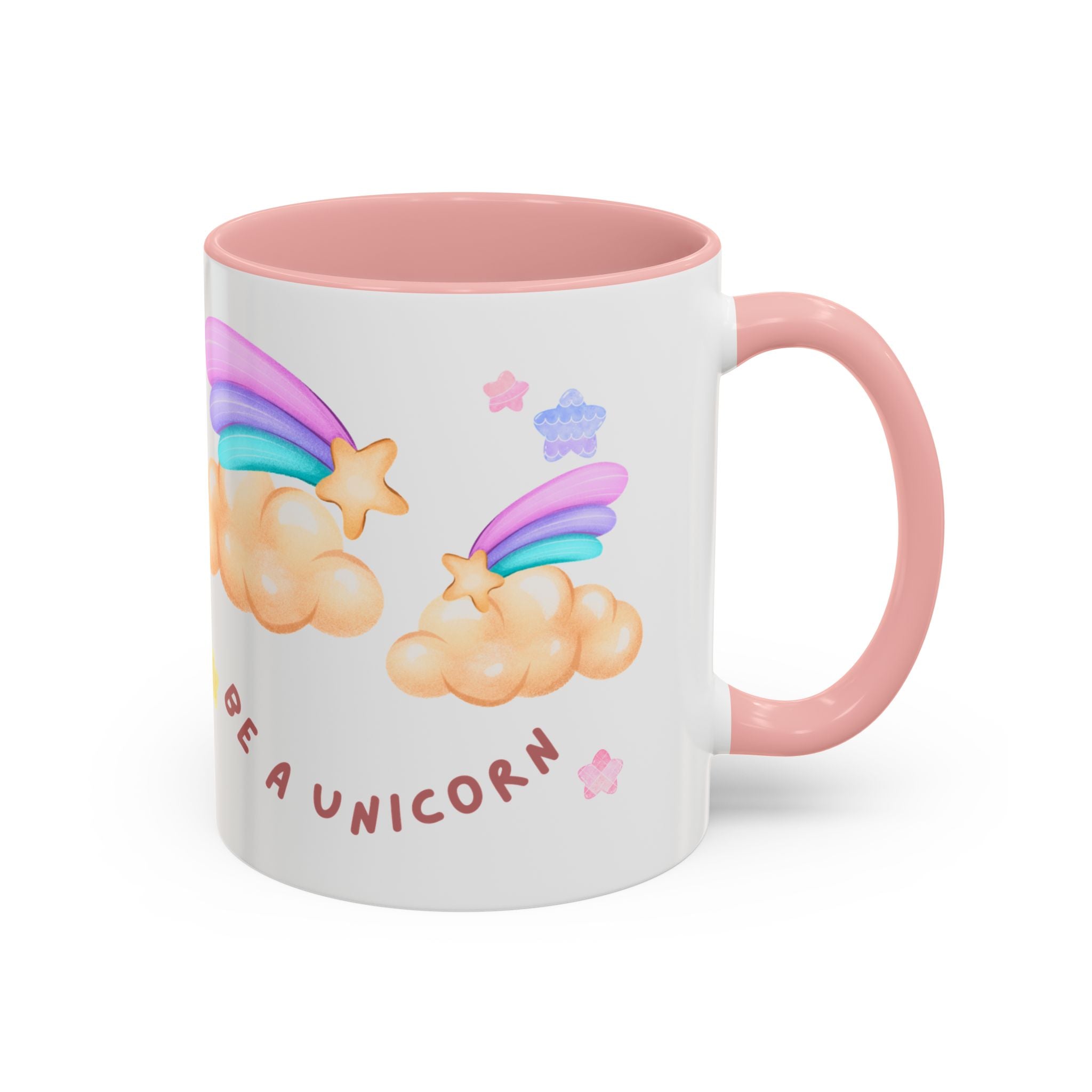Unicorn Coffee Mug — "Be a Unicorn" Cute Rainbow Cloud Accent Mug