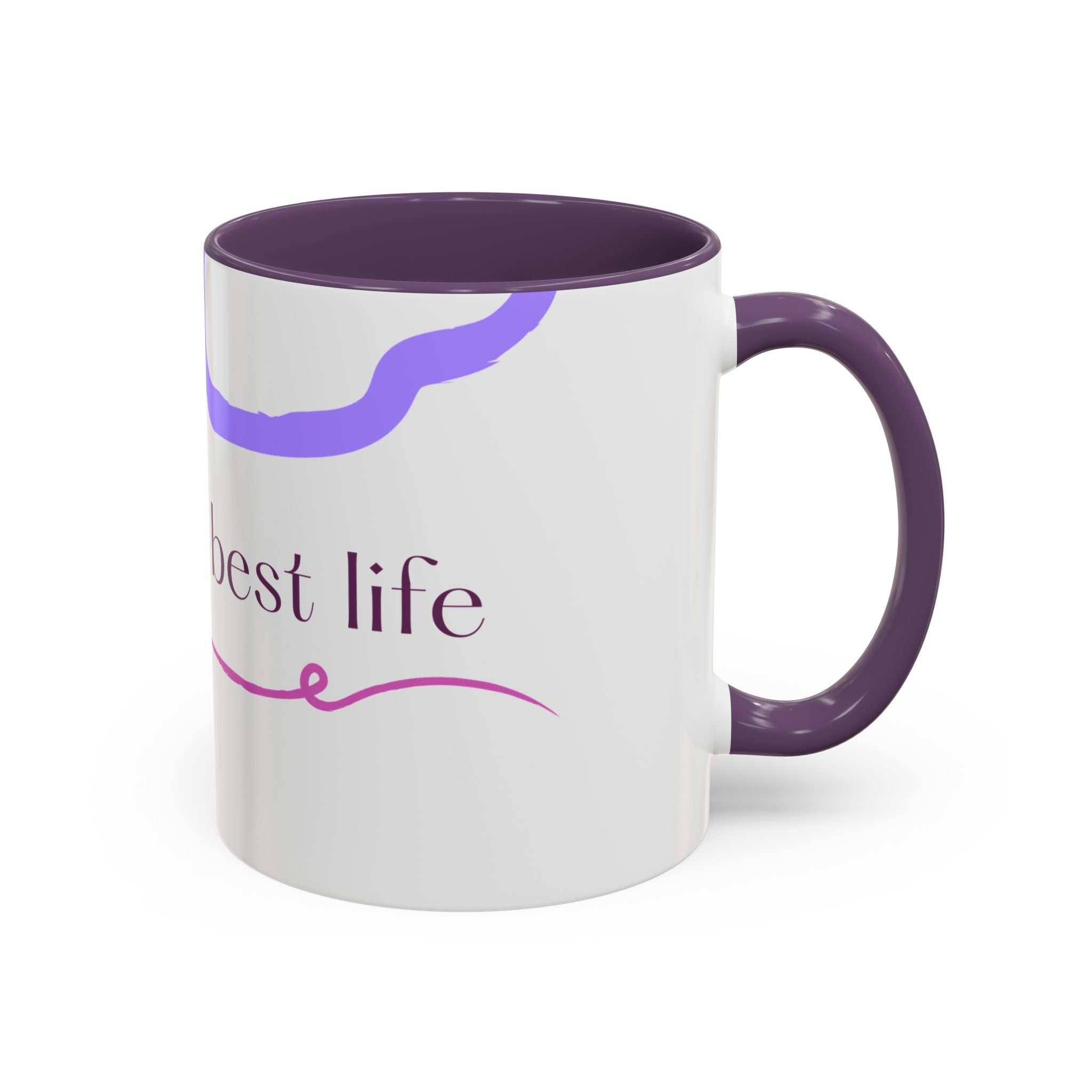 Accent Coffee Mug — 'Living My Best Life' Inspirational Ceramic Mug