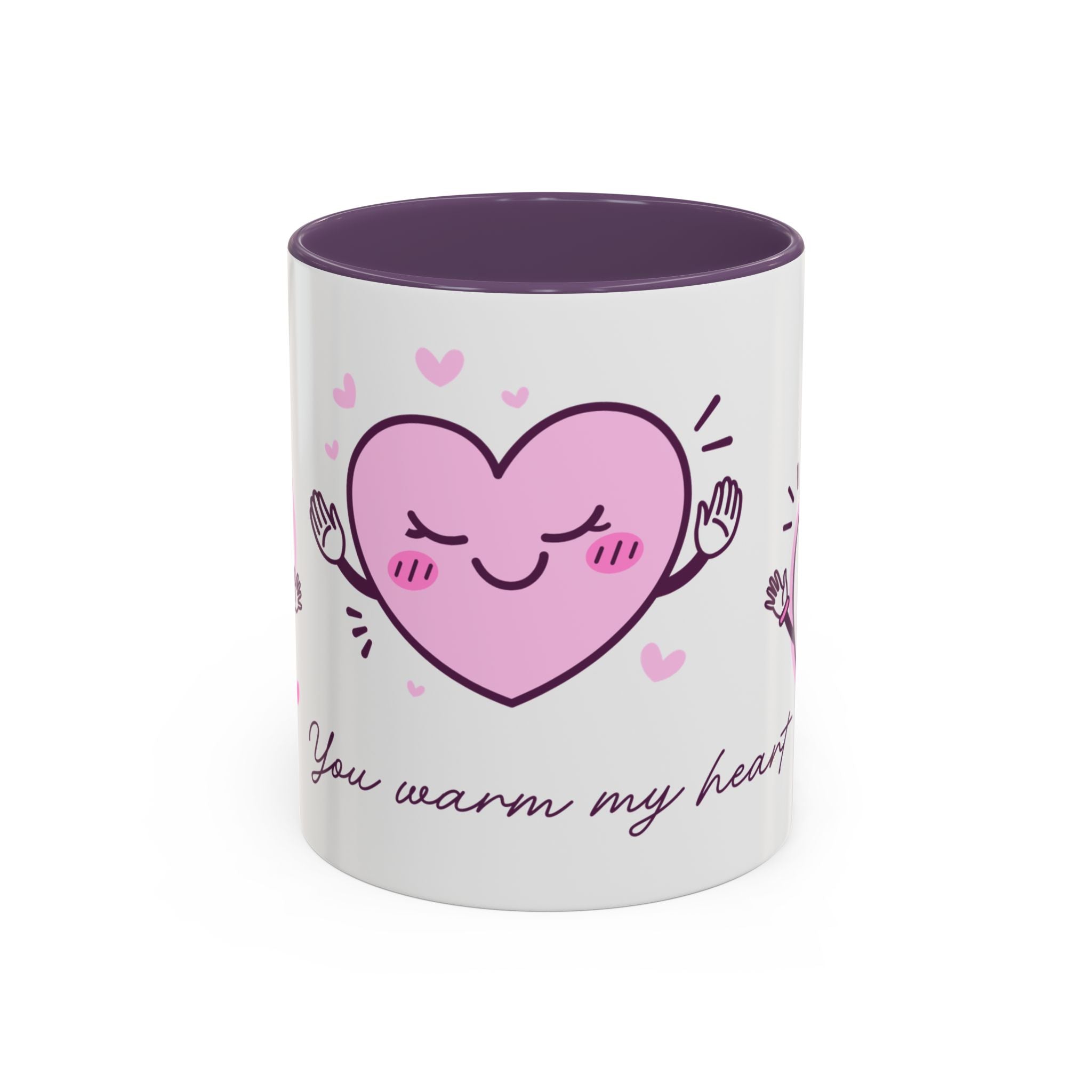 You Warm My Heart Accent Coffee Mug — Cute Pink Heart Valentine Gift (11/15oz)