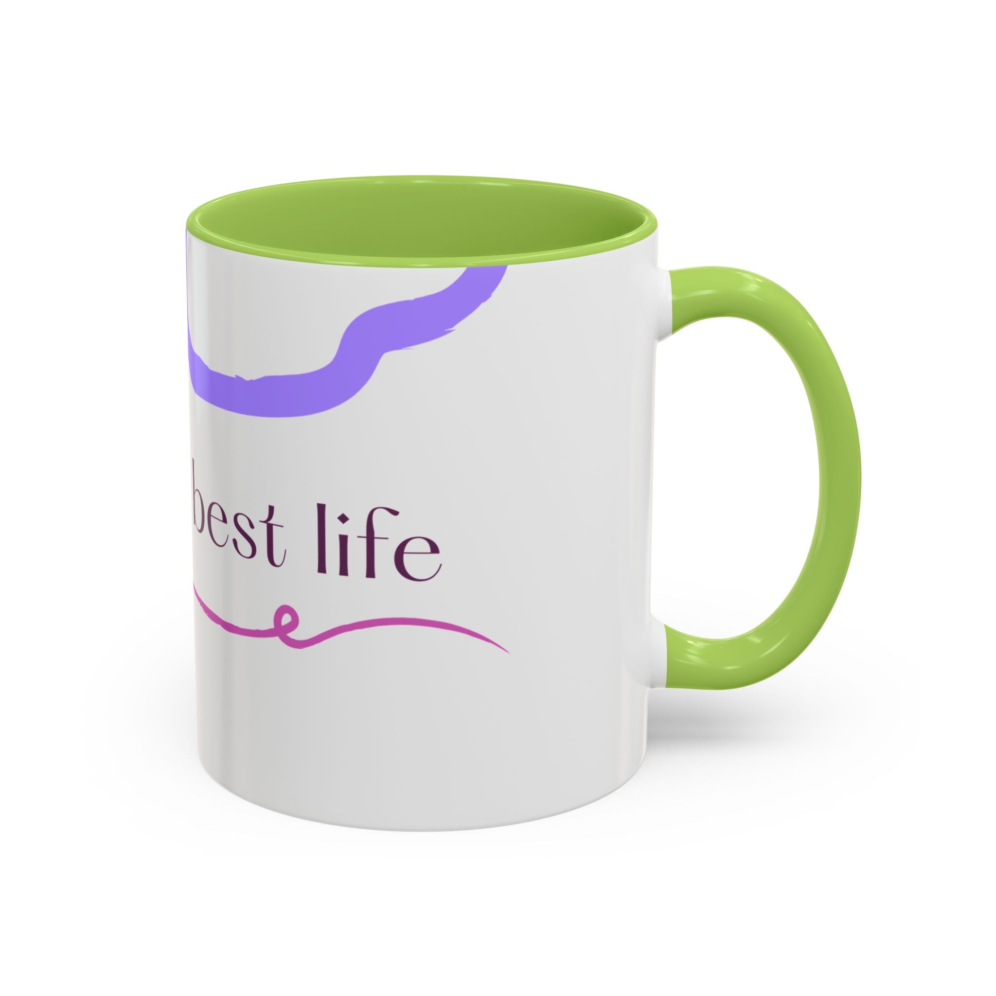 Accent Coffee Mug — 'Living My Best Life' Inspirational Ceramic Mug