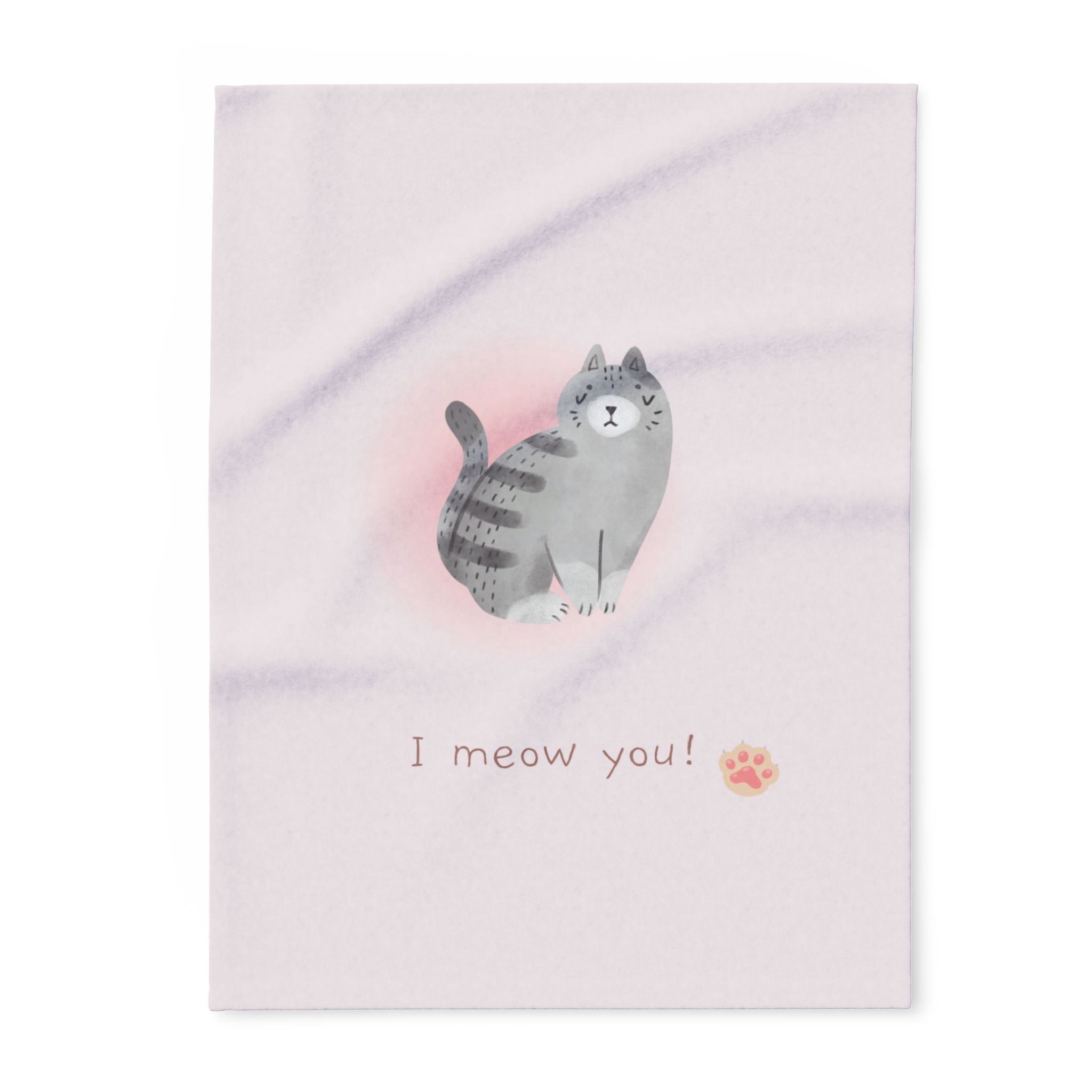 Cute Cat Fleece Blanket - "I meow you!" Pink Cozy Throw for Cat Lovers