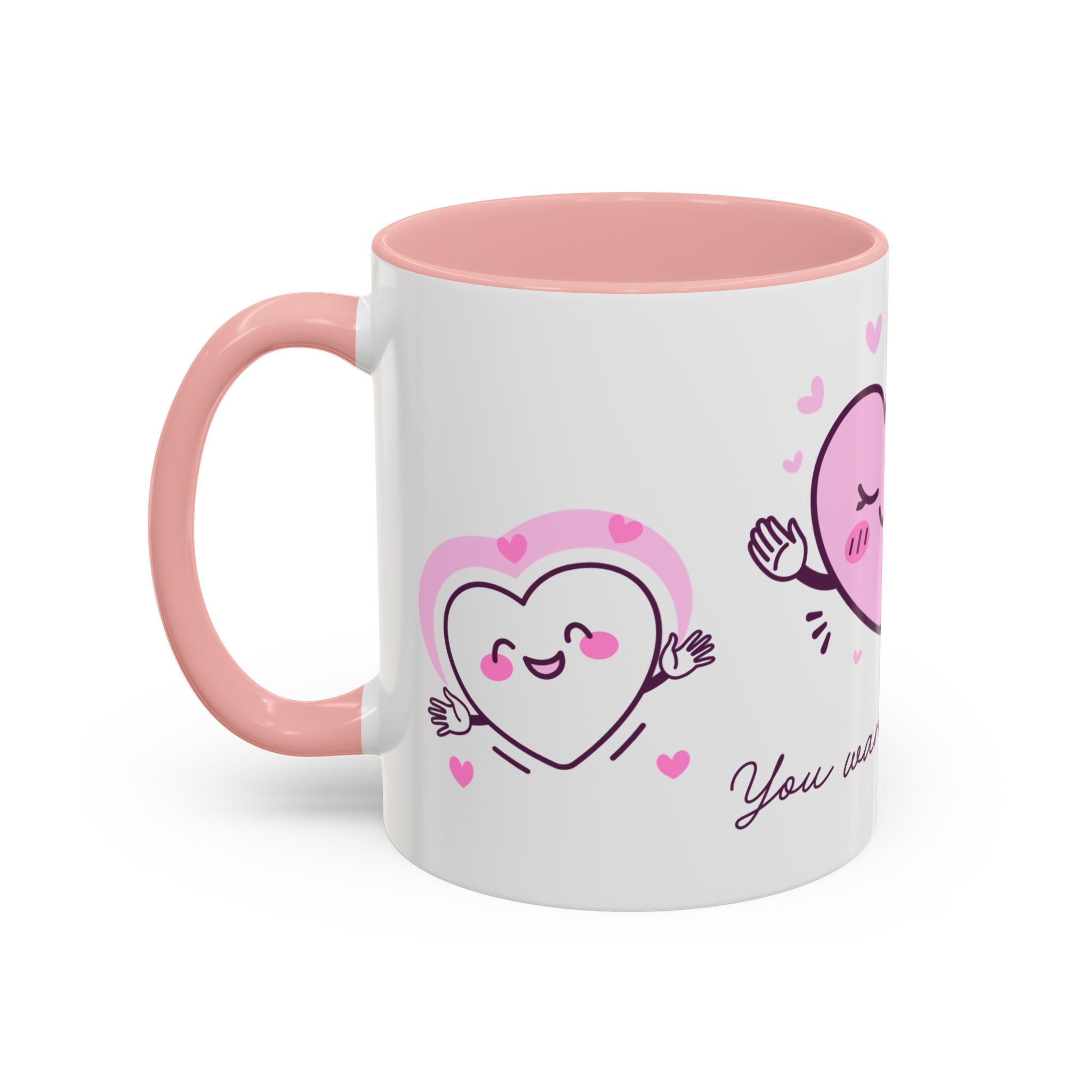 You Warm My Heart Accent Coffee Mug — Cute Pink Heart Valentine Gift (11/15oz)