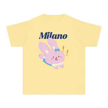 Milano Cute Bunny Youth Tee – Pastel Yellow Kids Graphic Shirt