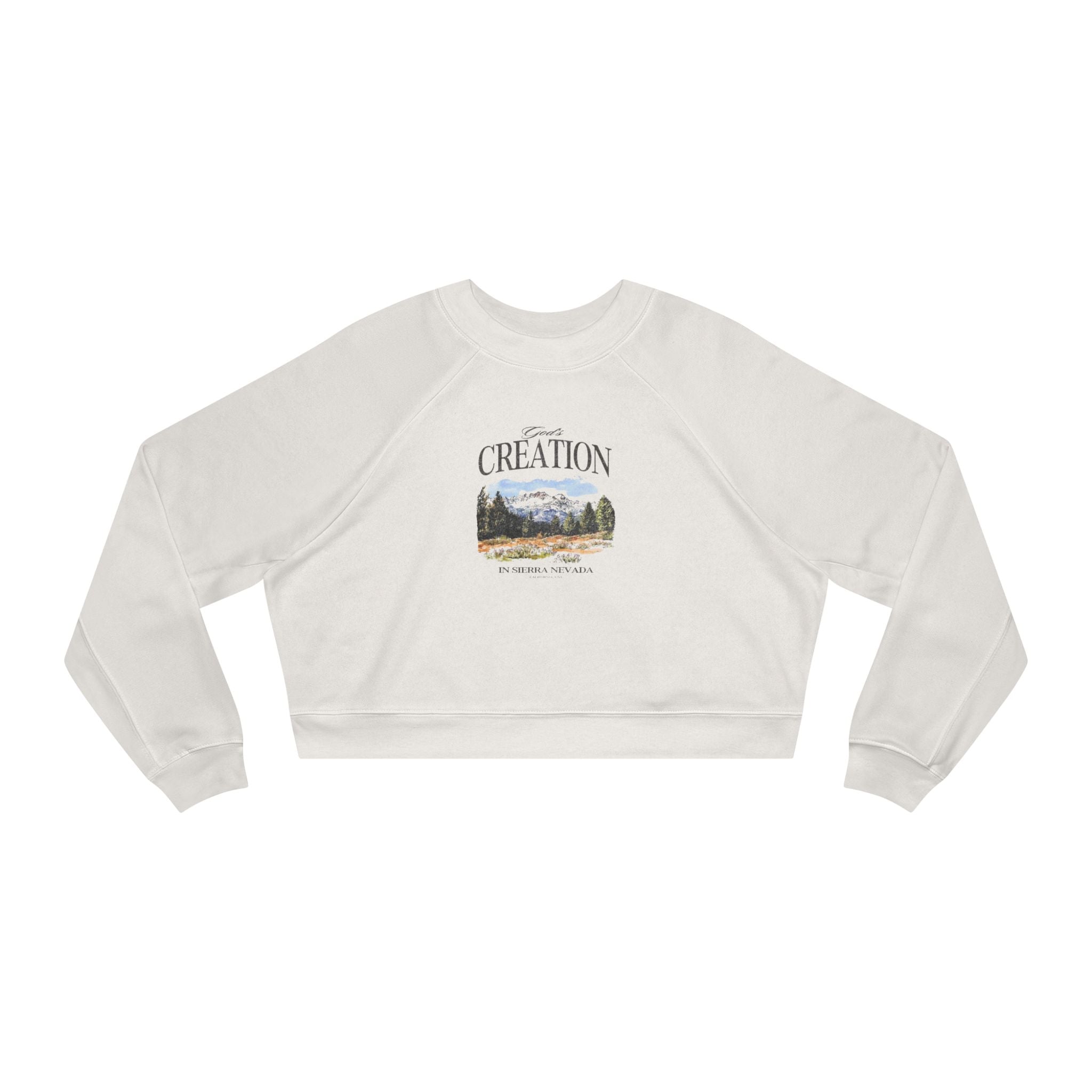 Creation Mountain Crop Sweatshirt – Women's Nature Graphic Pullover
