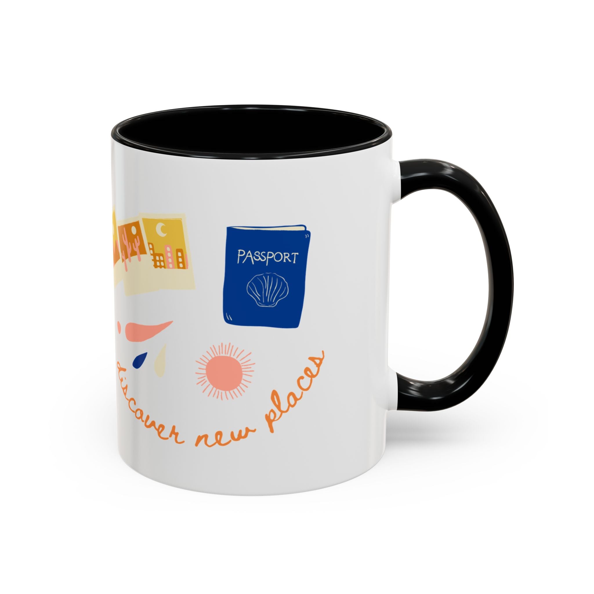 Travel Adventure Coffee Mug — "Discover New Places" Accent Mug (11/15 oz)