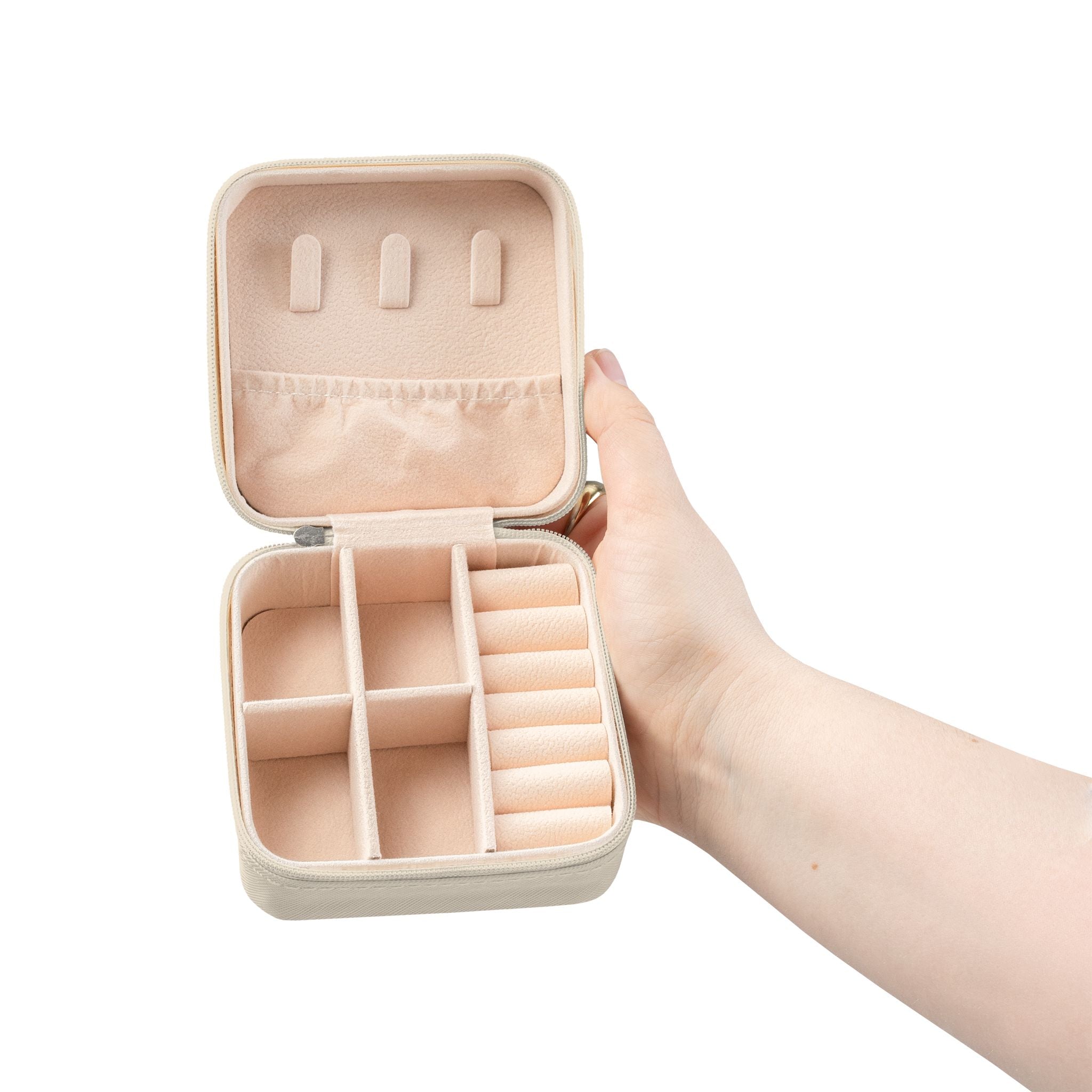 Jewelry Case — Compact Travel Jewelry Organizer (Ring Slots & Compartments)