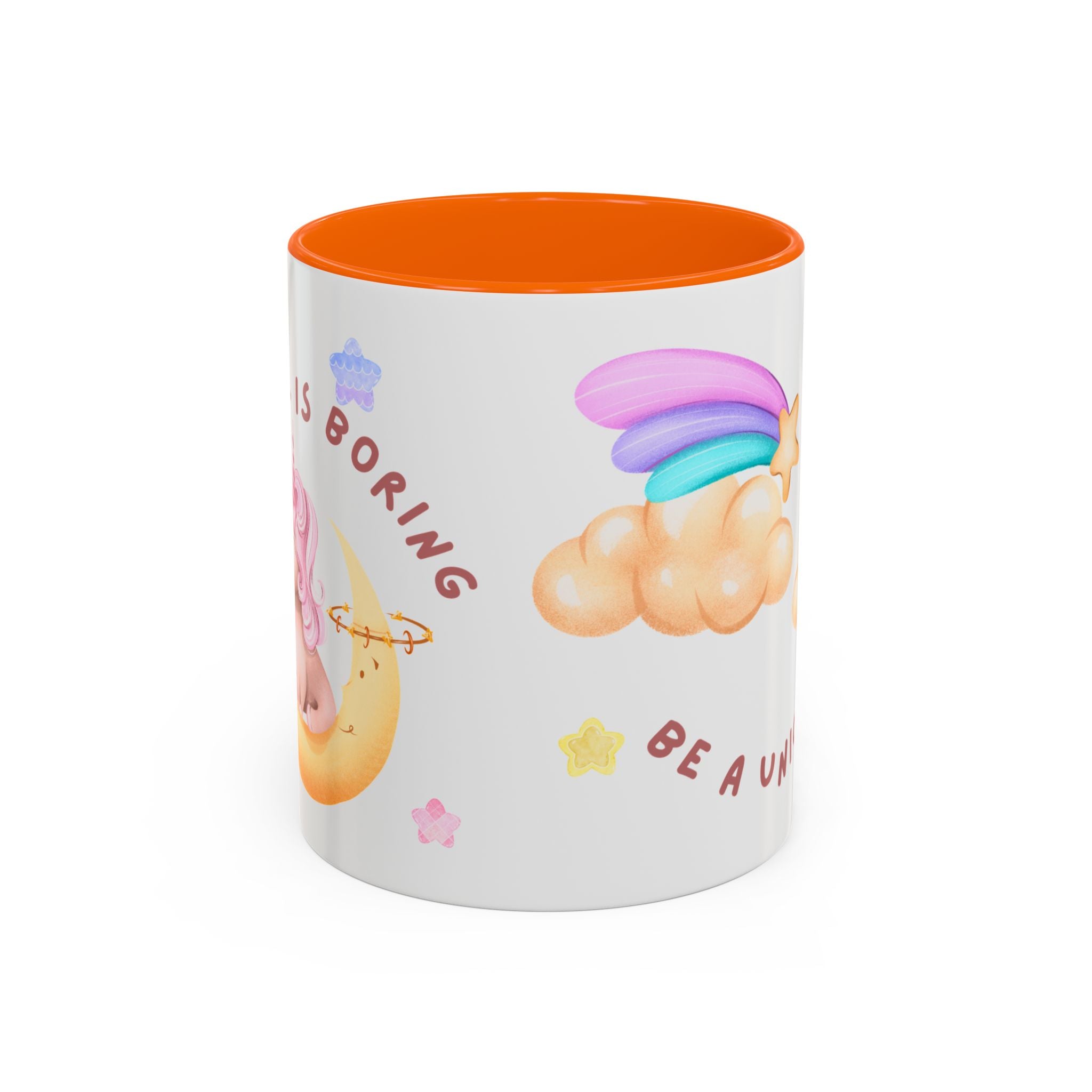 Unicorn Coffee Mug — "Be a Unicorn" Cute Rainbow Cloud Accent Mug