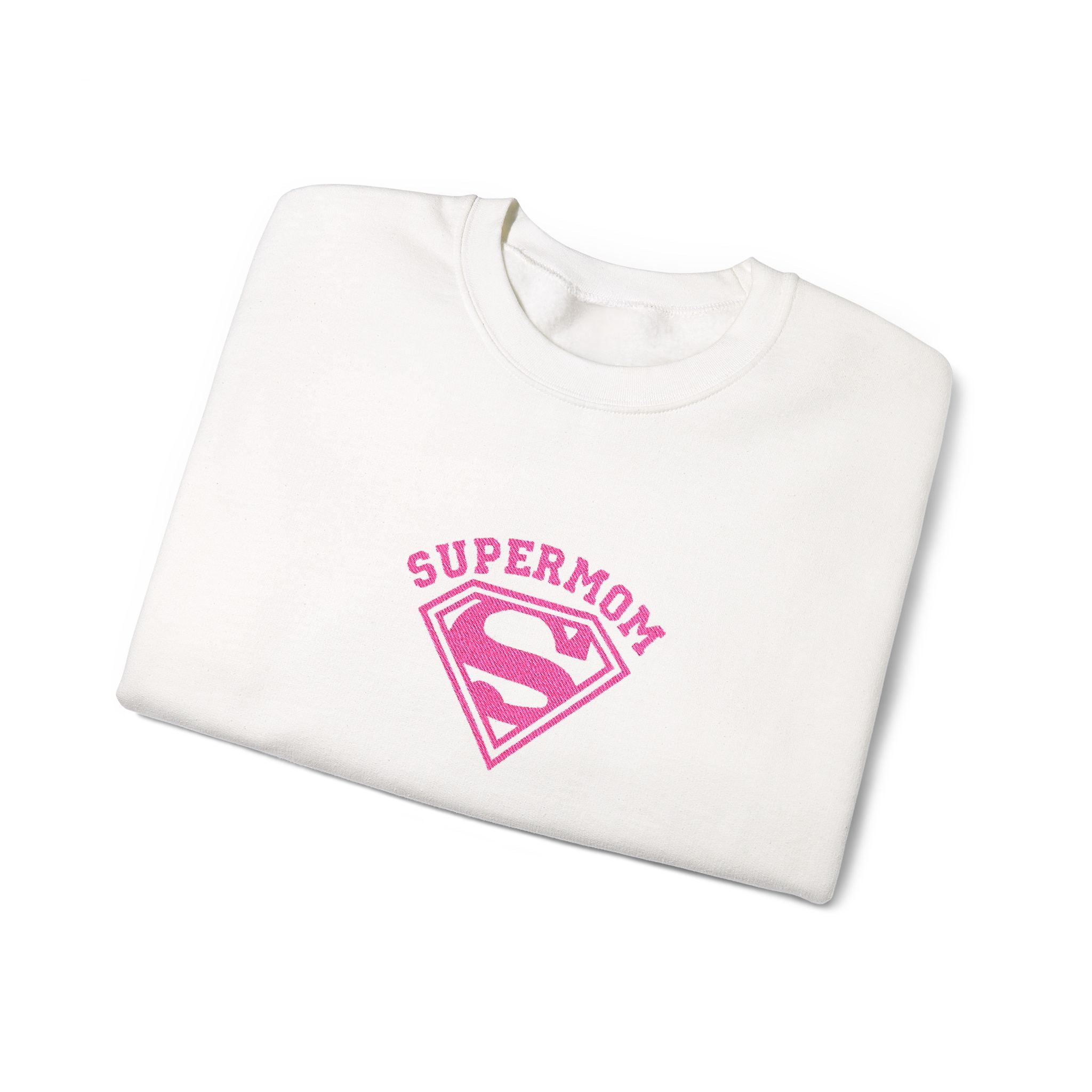 Supermom Crewneck Sweatshirt — Pink Superhero Mom Pullover for Mother's Day