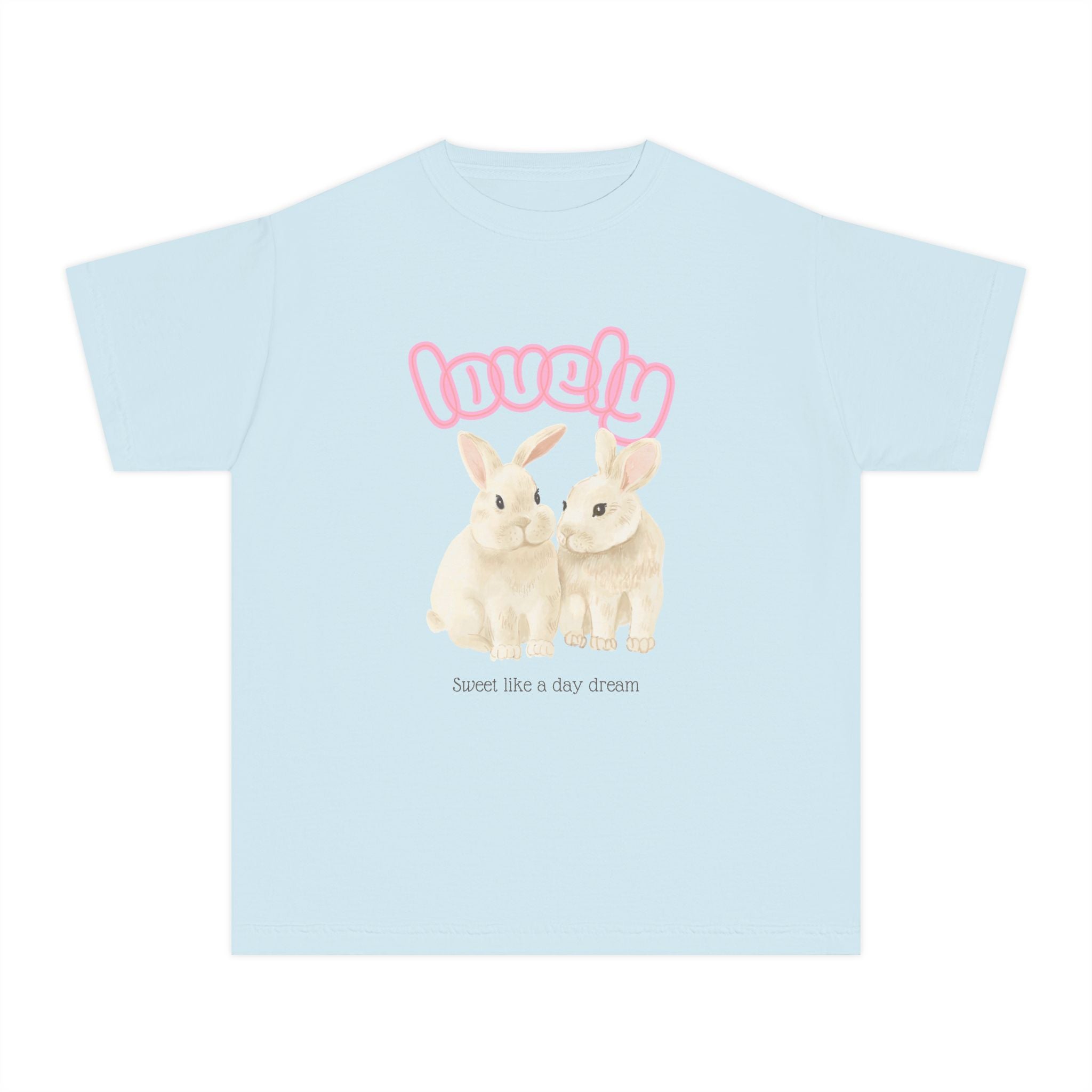 "Lovely" Bunny Graphic Shirt (Sweet Like a Day Dream)