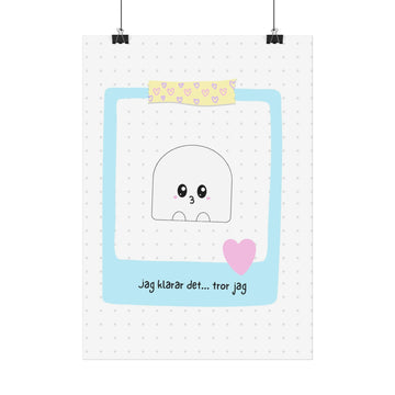 Cute Ghost Nursery Poster – "jag klarar det... tror jag" Scandinavian Kids Wall Art