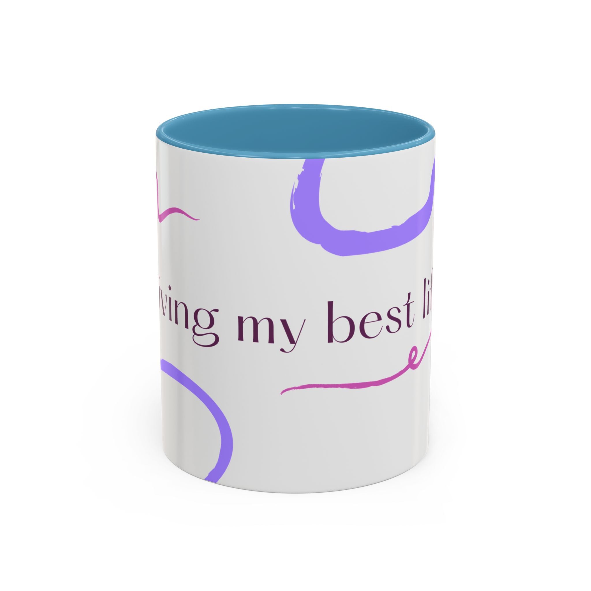 Accent Coffee Mug — 'Living My Best Life' Inspirational Ceramic Mug