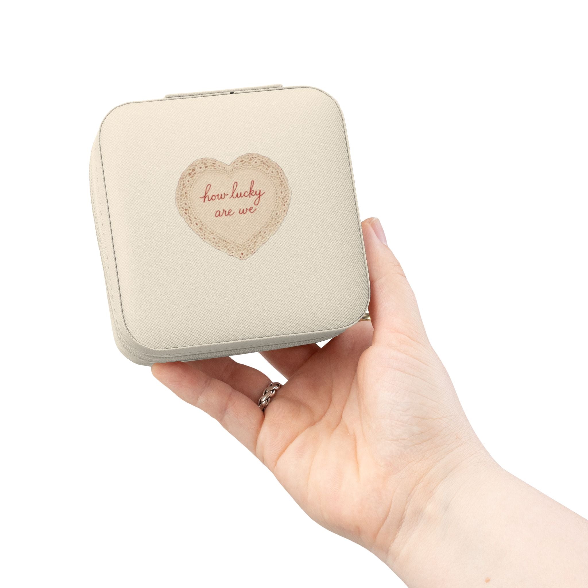 Compact Heart Travel Jewelry Case — Portable Jewelry Organizer for Rings, Earrings & Necklaces