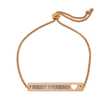 Engravable Heart Bar Bracelet — Adjustable Best Friend Gift