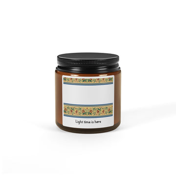 Soy Candle Amber Jar — "Light Time Is Here" Floral Scented Candle (Multiple Sizes)