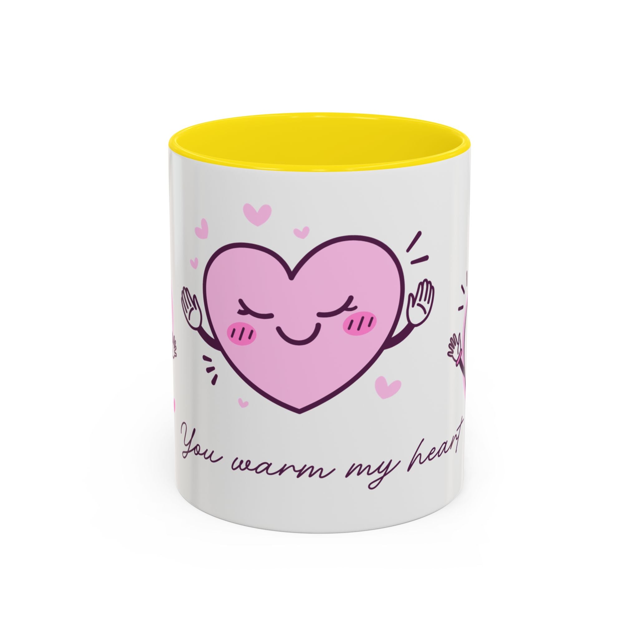 You Warm My Heart Accent Coffee Mug — Cute Pink Heart Valentine Gift (11/15oz)