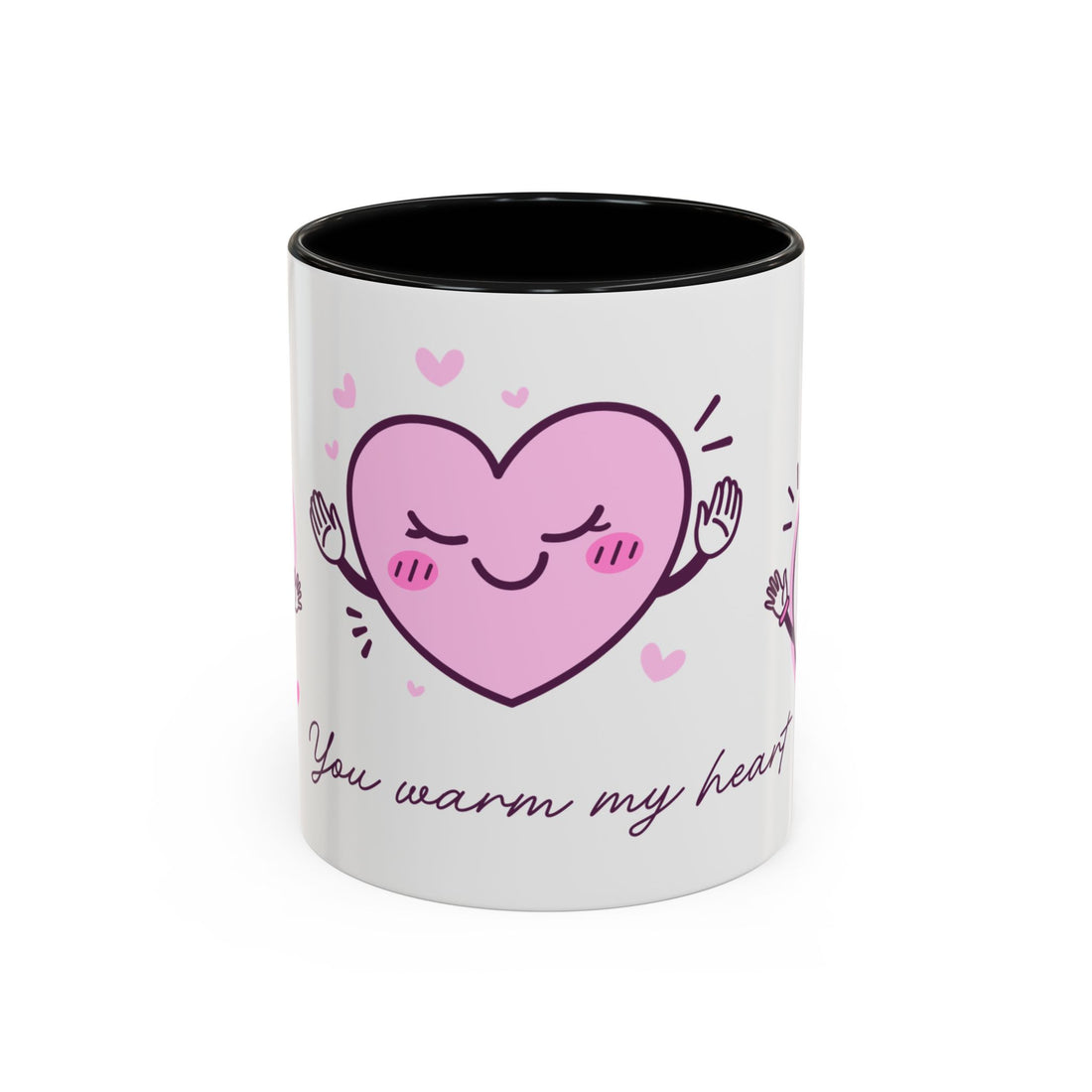 You Warm My Heart Accent Coffee Mug — Cute Pink Heart Valentine Gift (11/15oz)