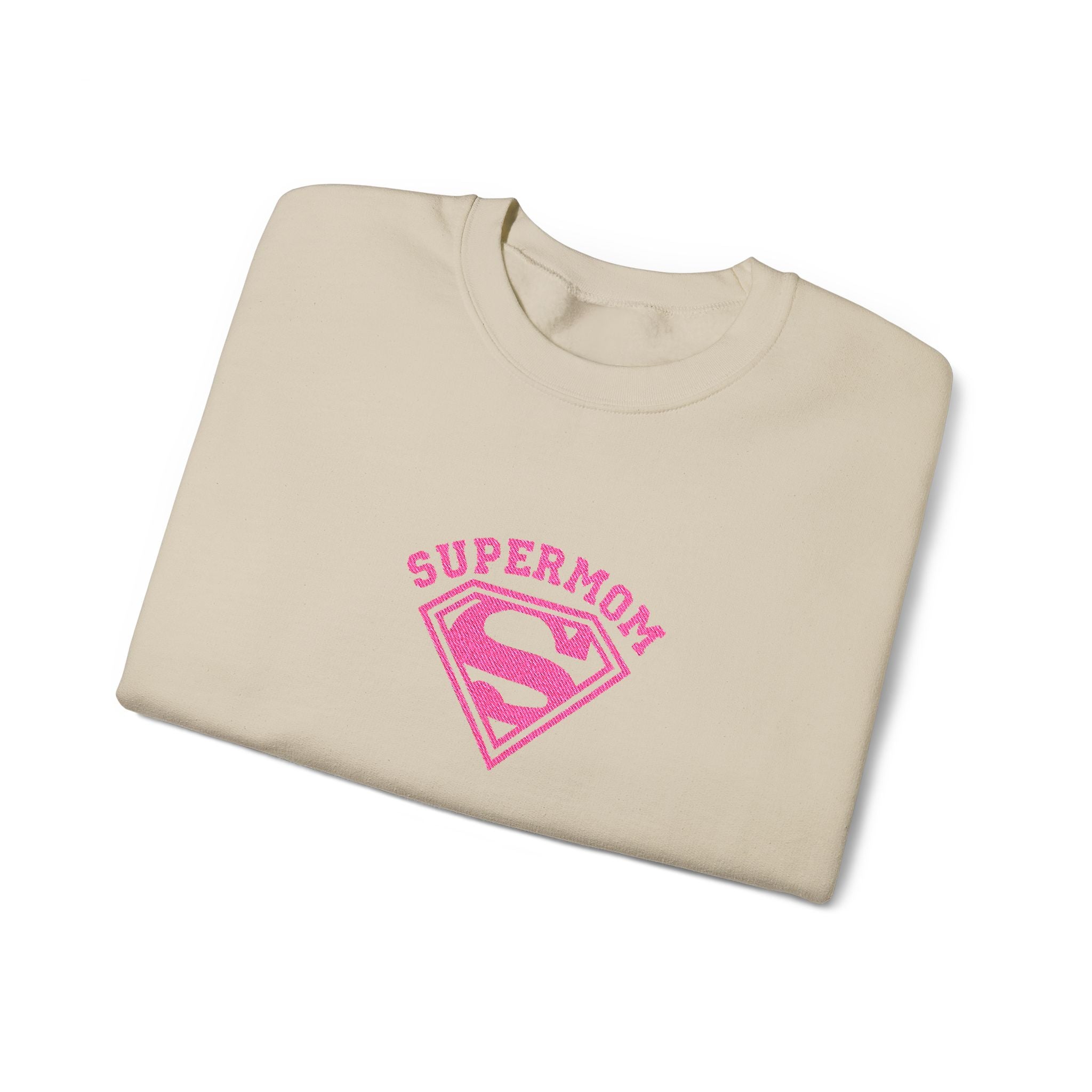 Supermom Crewneck Sweatshirt — Pink Superhero Mom Pullover for Mother's Day