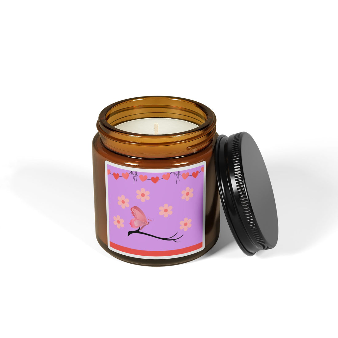 Soy Candle — Floral Butterfly Amber Jar (Scented, Multi-Size)