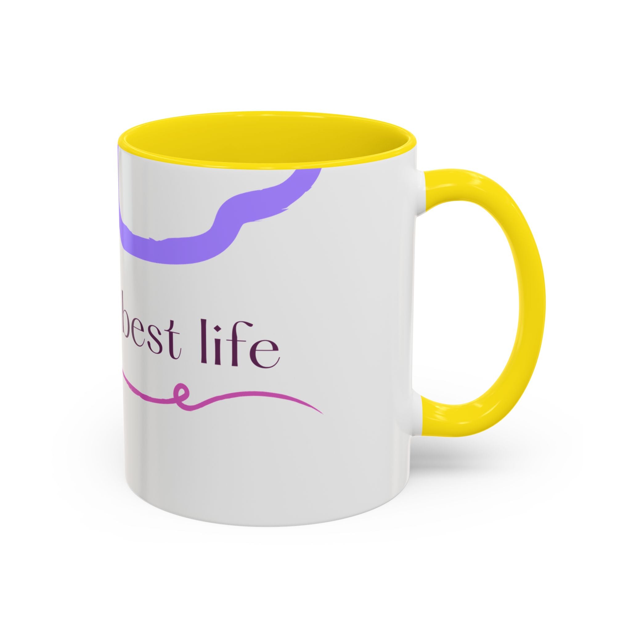 Accent Coffee Mug — 'Living My Best Life' Inspirational Ceramic Mug
