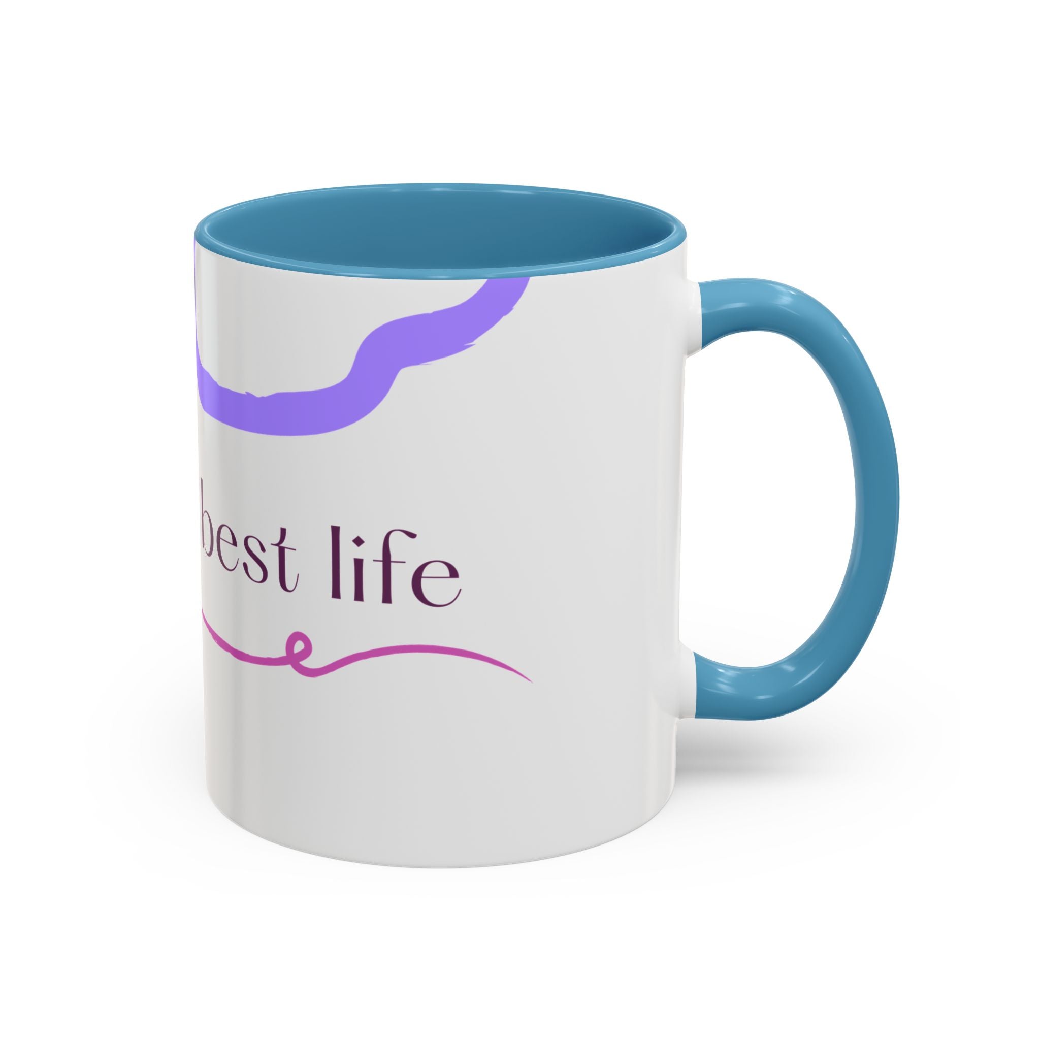Accent Coffee Mug — 'Living My Best Life' Inspirational Ceramic Mug