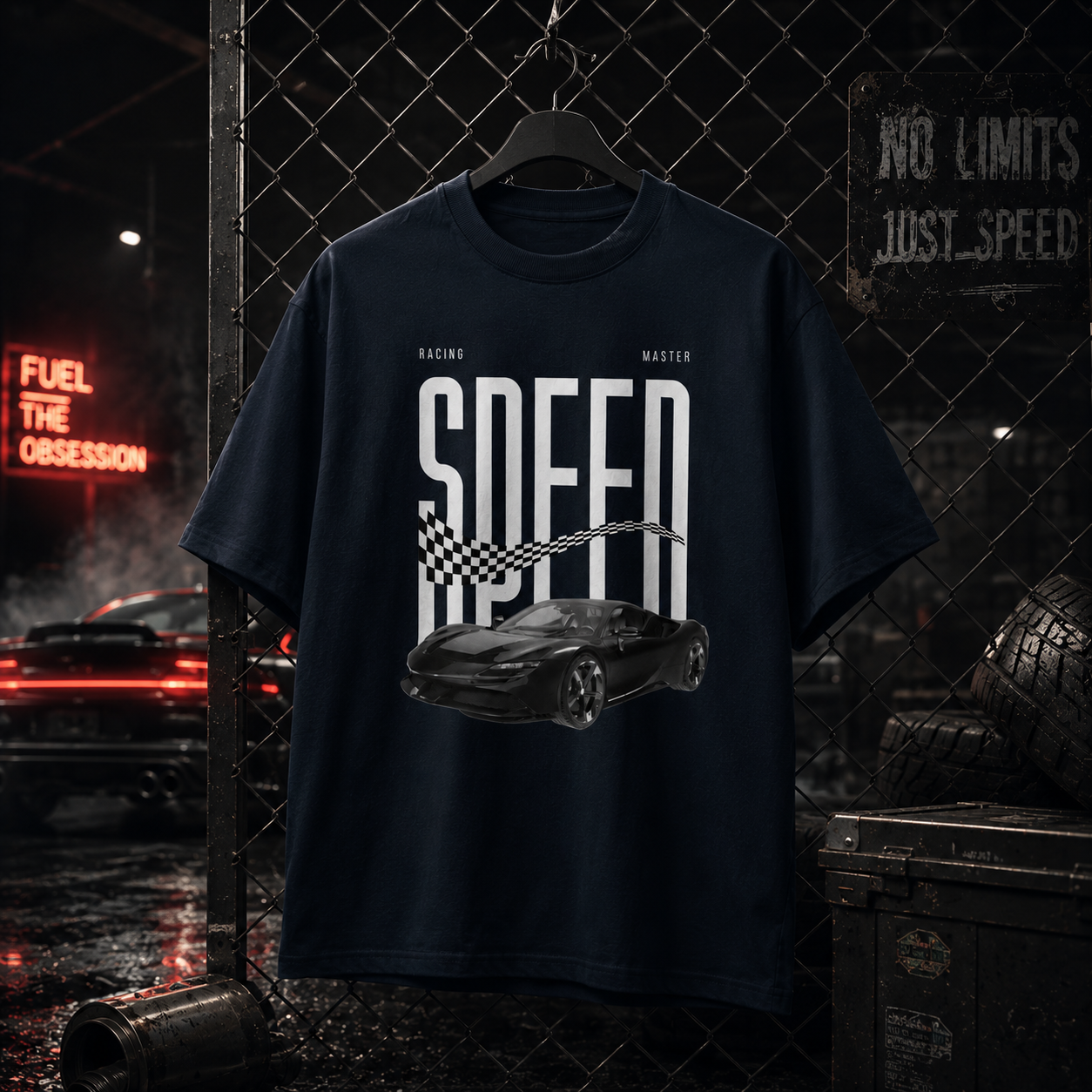 Speed Unisex organic oversized high neck t-shirt