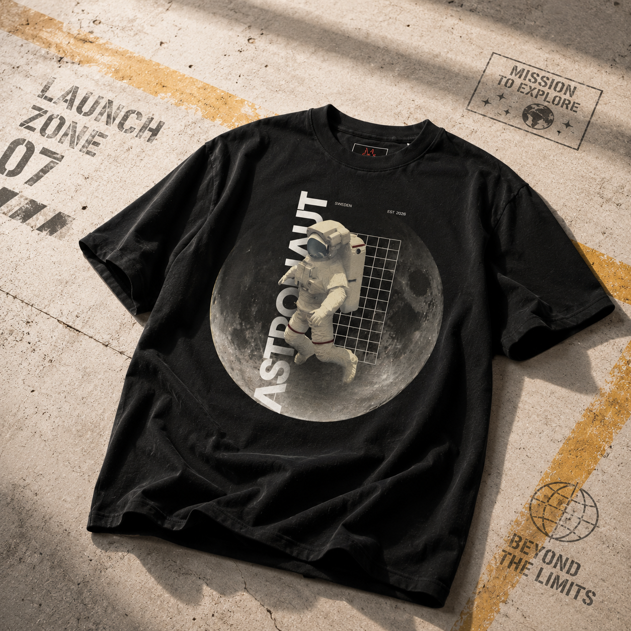 Astronauts Unisex organic oversized high neck t-shirt