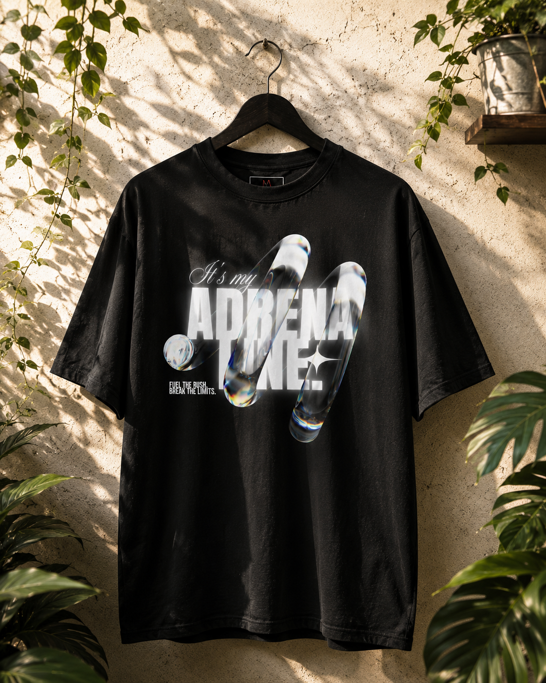 Adrenaline organic oversized high neck t-shirt