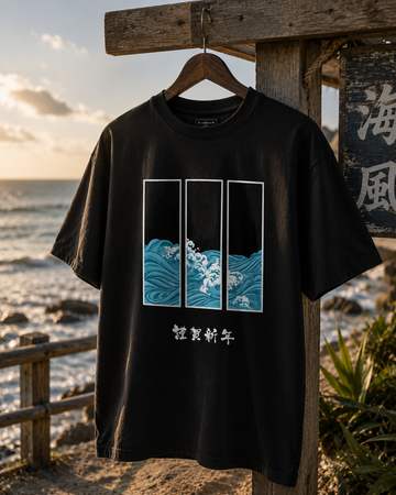 Waves Unisex organic oversized high neck t-shirt