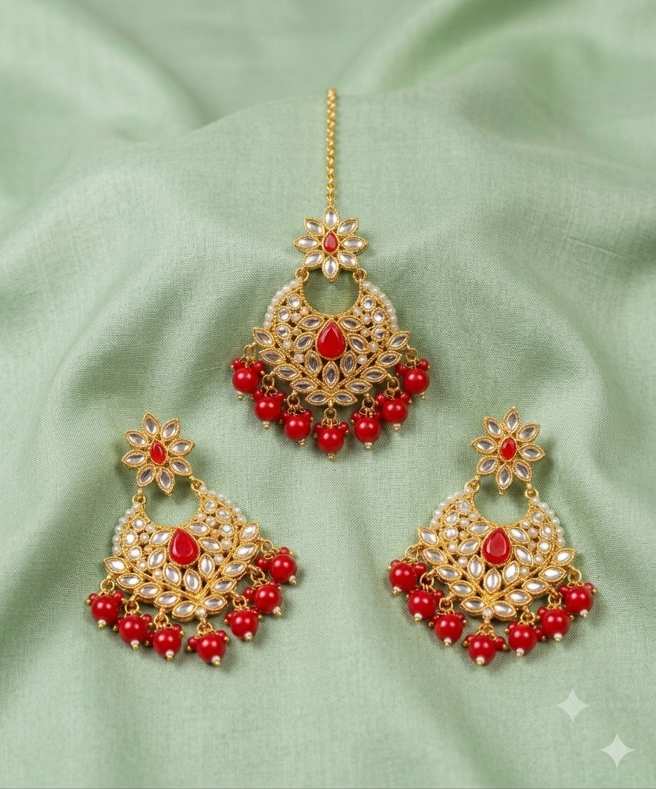 Royal Crimson Kundan Set